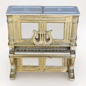 Vtg Upright Piano Organ Plastic Salt Pepper Shakers Kitschy Music Lovers Gift